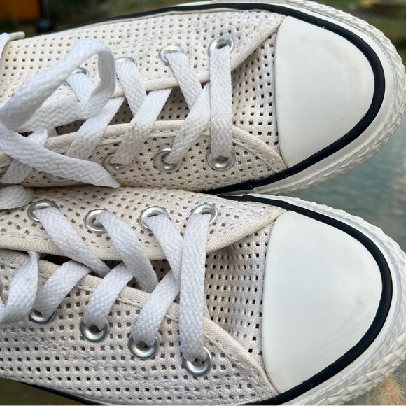 Converse Chuck Taylor All Star Low Top White Perforated Shoes - Picture 5 of 12